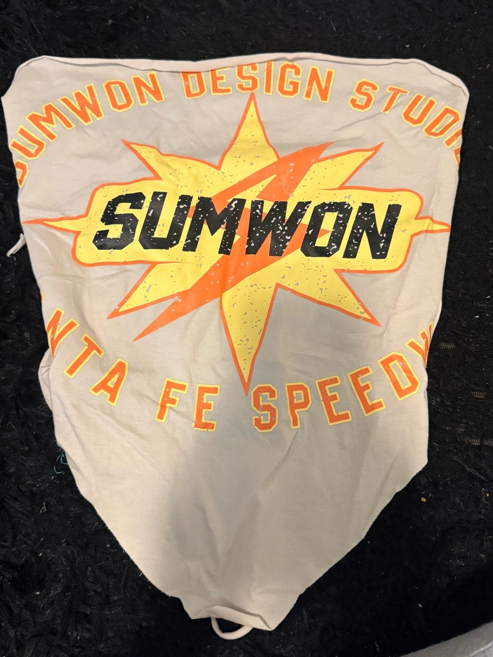 SUMWON Beige Graphic Crop Top